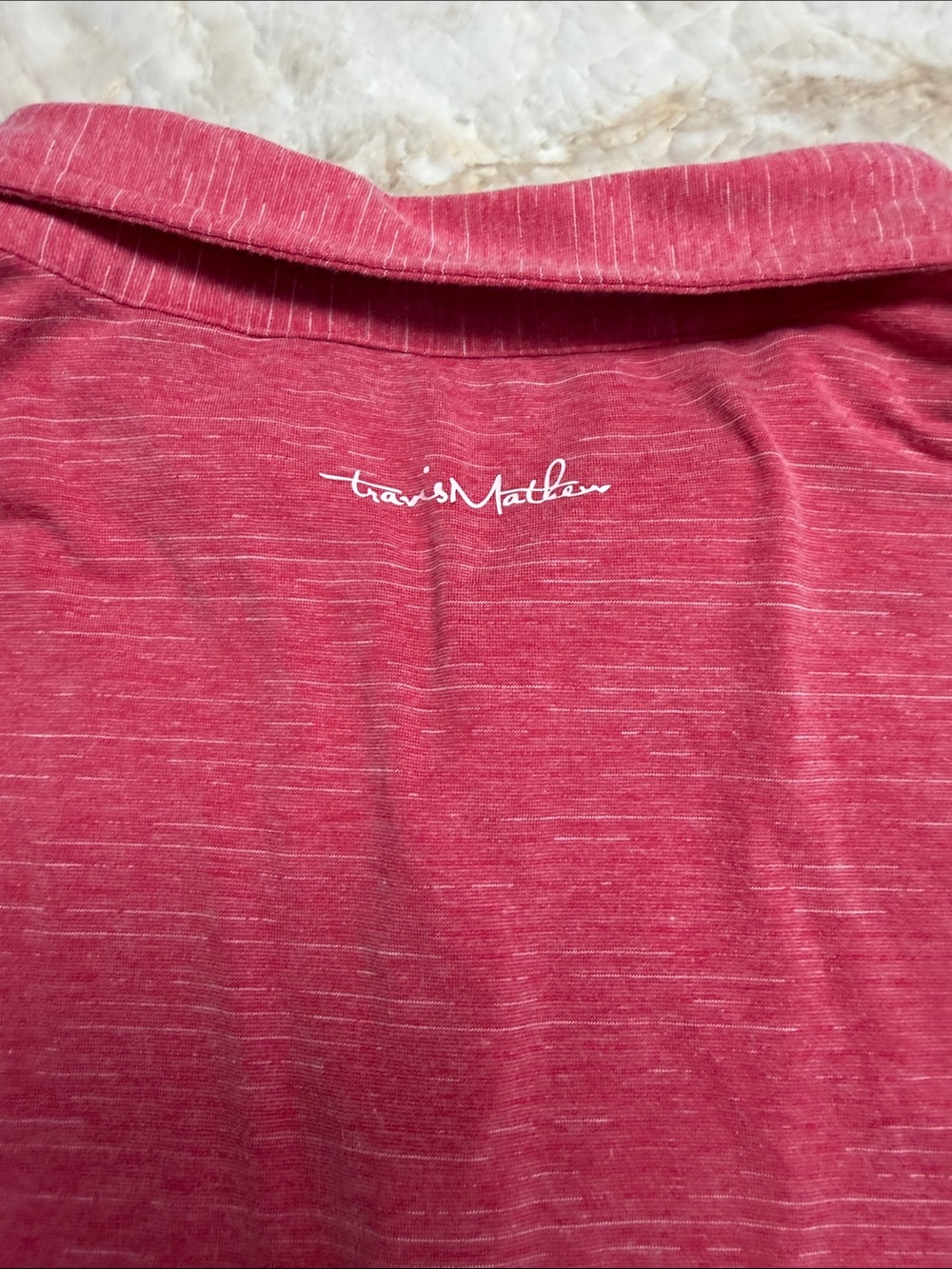 Travis Mathew Men's Heathered Raspberry Polo - Picture 4 of 5